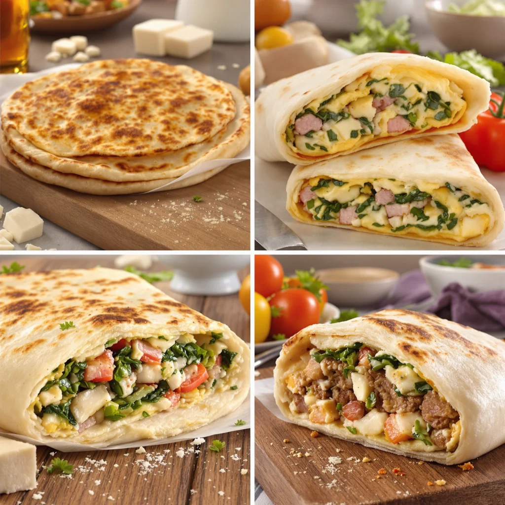 Different types of stuffed flatbread from around the world.