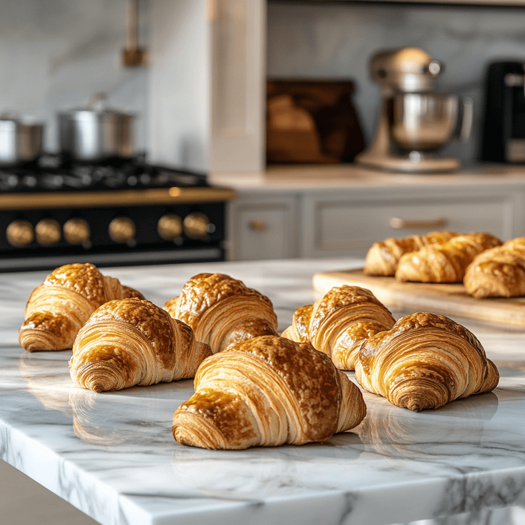 Assortment of stuffed croissants in a modern luxury kitchen